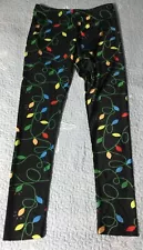 Black Christmas Light Elastic Waist Leggings Size L