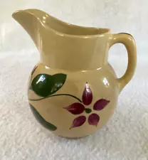 Vintage Watt Pottery 5 petal Starflower 3-leaf Pitcher 6.5" tall - EXC