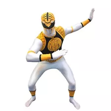 Adult White Power Ranger Morphsuit Men`s Superhero Costume Skin Suit M - XXL