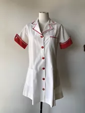 Vintage 60s SCREEN WORN Waitress Diner Nurse Uniform Red White Sailor Costume