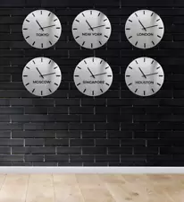 World Time Zone Clock - Modern Hotel Reception Timezone Clocks