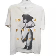 LADY GAGA I'm a Free Bitch CONCERT TOUR 2011 T-Shirt Size Medium Cream