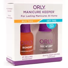 Orly Manicure Keeper For Lasting Manicures At Home Duo Base+Top Duo Sale 0.6 oz