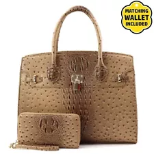 Beige Ostrich Handbag (faux)