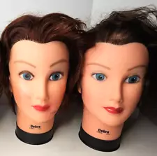 Lot of 2 Mannequin Heads Cosmetology Real Human Hair Burmax 2x DEBRA