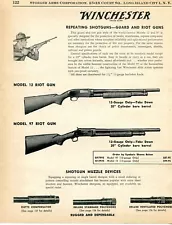 1957 Print Ad of Winchester Model 12 & 97 Guard & Riot Gun Shotgun