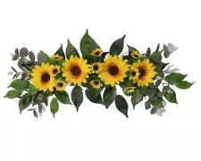 Sunflower & Eucalyptus 24" Wall Door Window Silk Flower Swag Home Decor BP2258