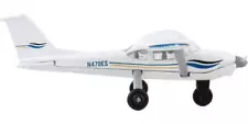 Cessna 172 Aircraft White with Blue and Yellow Stripes N470ES with Runway 24 by