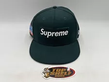 Supreme Box Logo New Era Cap Dark Green Authentic Rare Size 7 1/2