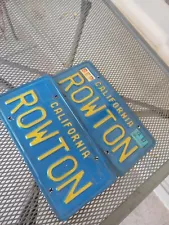 California Blue License Plates DMV Clear Rowton Pair 70s/80s