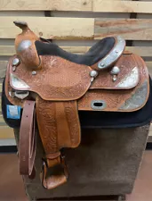 Dale Chavez Seat Size 16.5" Light Oiled Leather 6" Floral Show Saddle