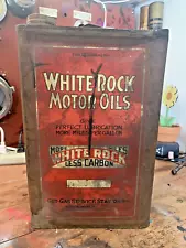 Vintage White Rock Motor Oil 5 Gallon Can 1930s Springfield Illinois Rare