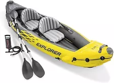 Intex Explorer K2 2-Person Inflatable Kayak Set with Oars and Air Pump, Yellow