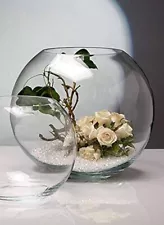 Glass handmade XL large fish bowl round diameter of 30cm transparent 10 Litres