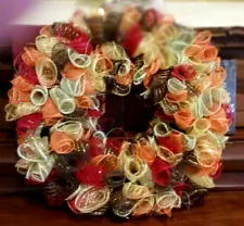 HANDMADE 17 X 17 " DECO MESH FALL/THANKSGIVING WREATH