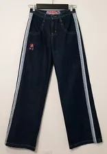 JNCO Girl Jeans VTG 90’s Y2K Mini 23" Blue Side Stripe Wide Leg Baggy Size 3