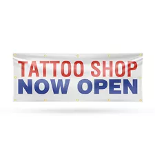 Tattoo Shop Now Open Vinyl Banner Sign with Metal Grommets Heavy-Duty