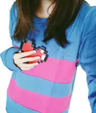 Frisk Blue Shirt And Heart Costume Undertale Game Cosplay Sweater Sweatshirt