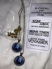 2 Star Trek Enterprize blue bubble Necklace plus 5 Pips (Pins) for clothing