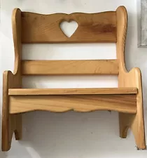 15” Tall Vintage Wooden Bench/Chair With Heart Cutout For Doll Or Teddy Bear