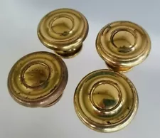 4 Solid Brass Cabinet Knobs Reclaimed Hardware Furniture Salvage 1 1/2"