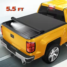 5.5FT Roll Up Tonneau Cover For 2000-2004 Dodge Dakota Short Truck Bed w/ LED