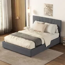 Full Size Bed Frame with Lift Up Storage and Modern Tufted Headboard HOT SALE