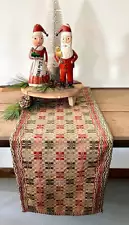 Primitive Parlor Weave Green/ Tan/Red 34" Table Square