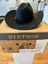 Stetson Black Apache Buffalo Wool Cowboy Western Hat Size 7 1/4 New in Box