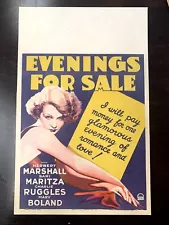 Evenings For Sale - Herbert Marshall (1932) US Pre-Code Window Card Movie Poster