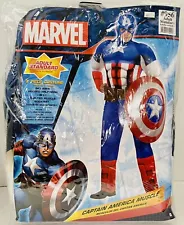 Marvel Men's Captain America Muscle 3 Pieces Halloween ADULT STANDARD Up To 44