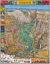 Yosemite National Park 1931 Decorative Pictorial Map Jo Mora Art Poster 20x24