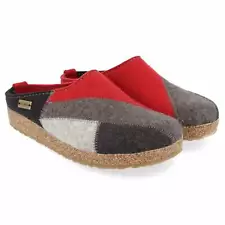 Haflinger unisex grizzly patch mule shoes in Rubin/Chili