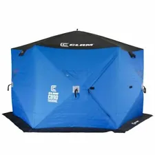 Clam C-890 Portable 12ft Pop Up Ice Fishing Angler Hub Shelter - Blue (114478)