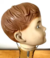 Vintage Child Boy Mannequin Head Green Eyes Young Boy Size