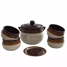 VINTAGE Gailstyn-Sutton Large Bean Pot Plus 4 Soup Bowls Crocks NWOT