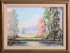 California Eucalyptus Tree Landscape O/B By Ralph Arthur Lytle. C1930s. Signed.