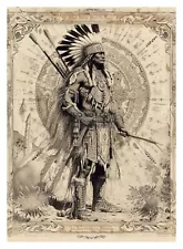 NATIVE AMERICAN CHIEF INTRICATE DESIGN WALL ART 5X7 FANTASY PHOTO