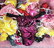 BLOW OUT SALE SATIN sissy men's Triangle T Back thong panties ADJUSTABLE