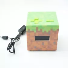 Paladone Minecraft Grass Block Digital Light-up & Game Music Bedroom Alarm Clock