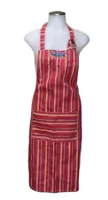 PARIS BISTRO Striped Bib Apron W/Front Pocket By Now Designs~red/blue/yellow/wht