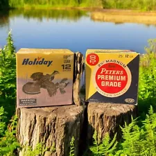 Vintage 12 Gauge Shotgun Shell Empty Ammo Boxes : Holiday & Peters - Lot of 2