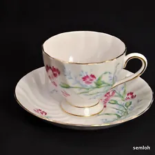 Plant Tuscan Cup & Saucer #9672 Magenta Carnations w/Blue Green & Gold 1947-1960