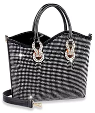 handbag BLACK rhinestone tote GOLD HARDWARE