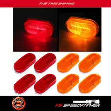 8x RED AMBER Trailer RV Light Clearance Lamp Side marker wRemovable Lens 4" 6LED (For: Freightliner Argosy)