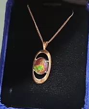 14k Yellow Gold Ammolite Pendant NECKLACE 18" 2.74g