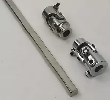 GM 605 Box 22" Polished Steering Shaft &2 Chrome U Joint 1"DD + 3/4"-30 X 3/4"DD