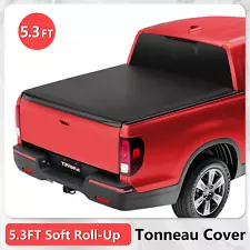 5.3FT Soft Roll-Up Bed Tonneau Cover For 2017-2024 Honda Ridgeline 64inch