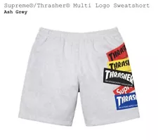 New Supreme x Thrasher Multi Logo Sweatshort - Ash Grey - Size Small - FW21