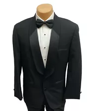 Men's Black Tuxedo Jacket with Satin Shawl Lapels Retro Discount Cheap Sale 44L